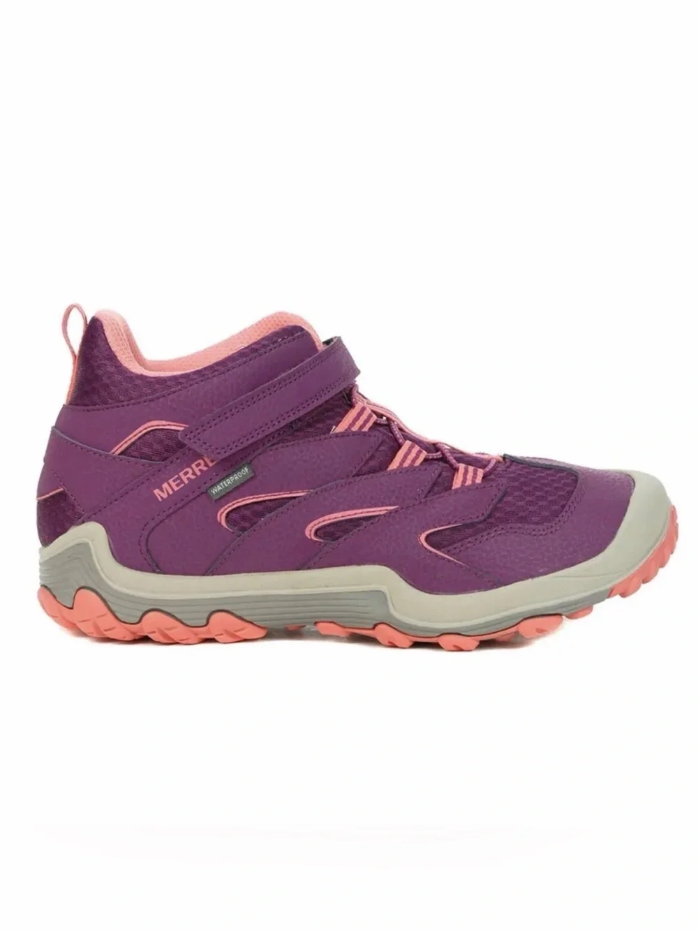 Merrell Kids Burgundy and Pink Waterproof Mid-Top Hiking Boot